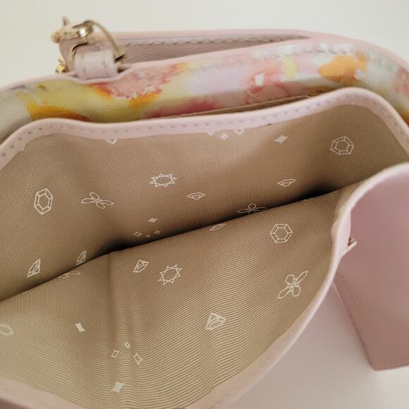 4C Luria Light Pink Saffiano Leather Wallet Floral Charm Designer Cute Small - Picture 6 of 10